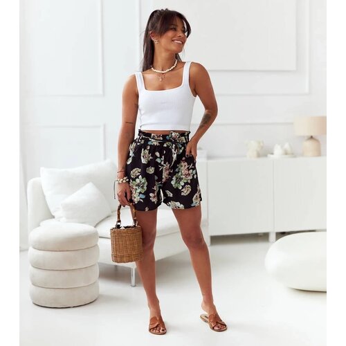 UR/CEO Black loose floral shorts Basma Slike