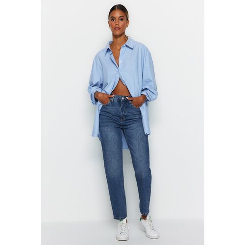 Trendyol Dark Blue High Waist Mom Jeans Slike