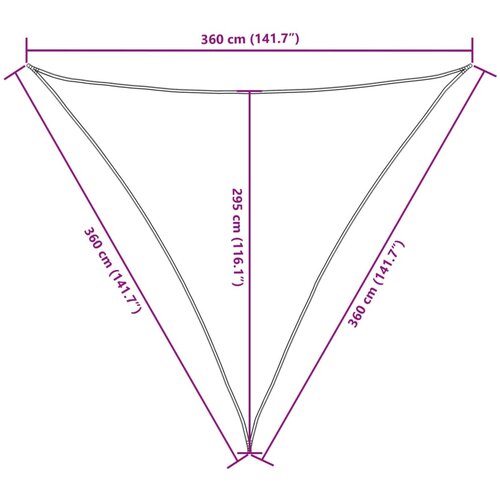  Jedro protiv sunca od tkanine trokutasto 3,6x3,6x3,6 m bijelo Slike