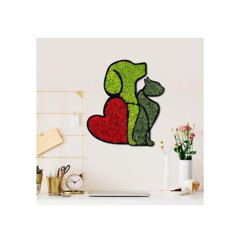 WALLXPERT Zidna dekoracija Mahovina - Ljubitelj pasa i mačaka, 48 x 43 cm, Crvena Cijene