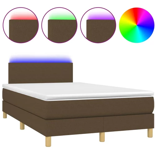vidaXL Box spring postelja z vzmetnico LED tem. rjava 120x190 cm blago, (21112244)