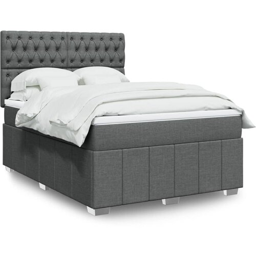 vidaXL Box spring posteljni z vzmetnico temno siv 140x190 cm blago Cene