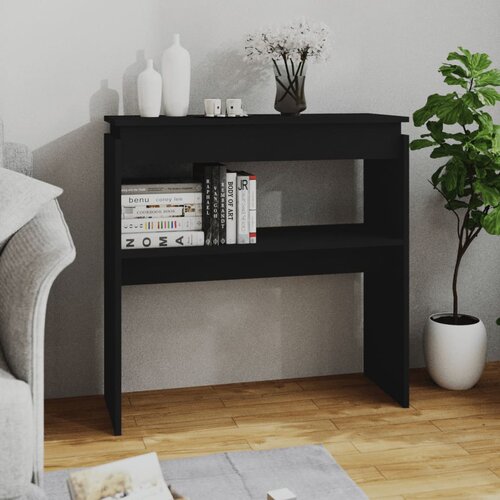 VidaXL Konzolna mizica črna 80x30x80 cm iverna plo&amp;scaron;ča Slike