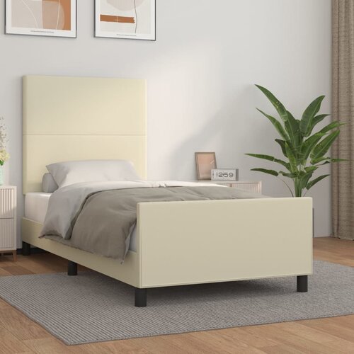  Okvir za krevet s uzglavljem krem 90x190 cm od umjetne kože Slike