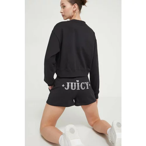 Juicy Couture Kratke hlače za žene, boja: crna, s aplikacijom, visoki struk