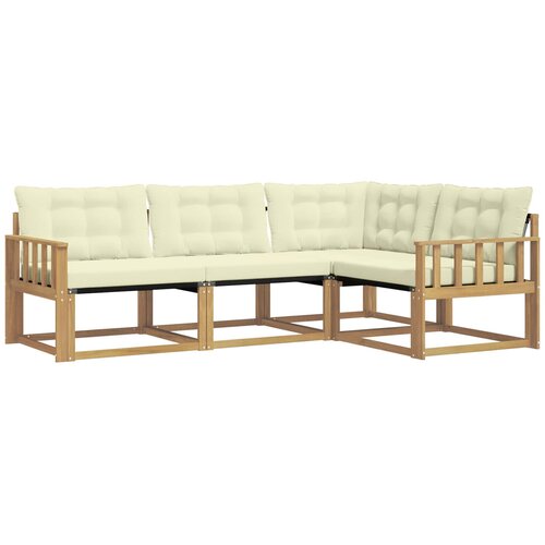 vidaXL Zunanja garnitura za sedenje z blazino 4 pcs Bela in krem, (5000271174) Cene