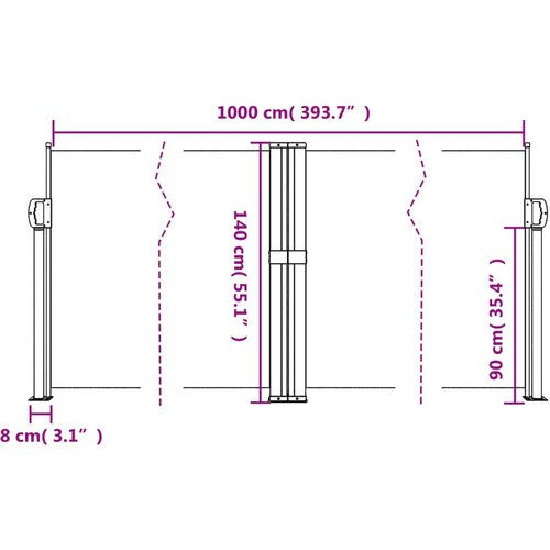  Uvlačiva bočna tenda 140 x 1000 cm crvena Slike