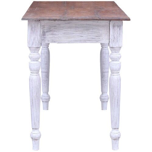  Radni stol s ladicama bijeli 117 x 57 x 75 cm masivni mahagonij Slike
