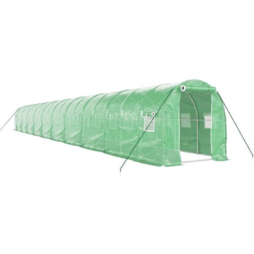  Rastlinjak z jeklenim ogrodjem zelen 40 m² 20x2x2 m Cene