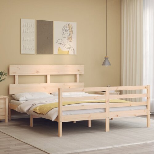 vidaXL Posteljni okvir z vzglavjem 160x200 cm trden les Cene