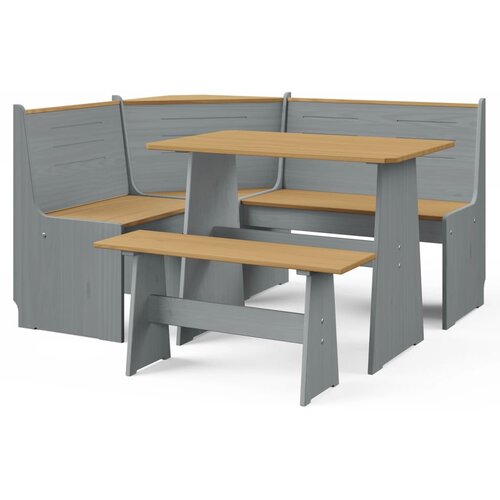 vidaXL 3-dijelni blagovaonski set od masivne borovine boja meda i sivi Cijene