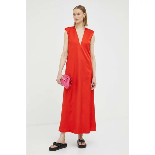 By Malene Birger Vunena haljina boja: crvena, maxi, širi se prema dolje