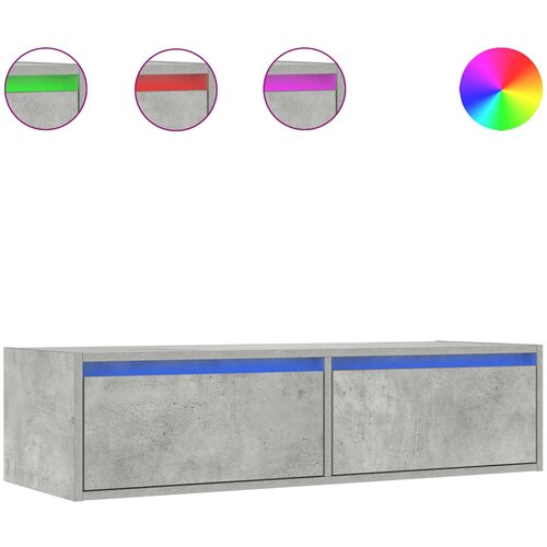 Maison Chic TV omarica - TV stojalo - Televizijska omarica z LED lučkami betonsko siva 100X35,5x25 cm, (21698678) Slike