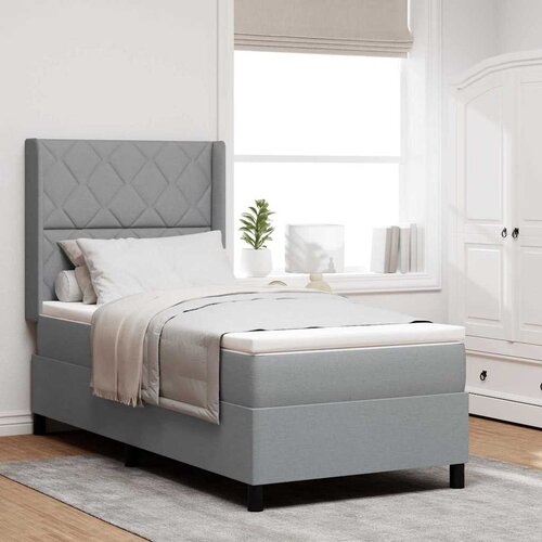  LED Box Spring Krevet Svijetlo siva 100 x 200 cm tkanina Cijene
