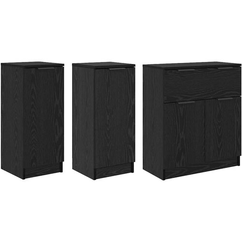  Komode 3 pcs Crni hrast 69 5 x 34 x 180 cm Konstruirano drvo Slike
