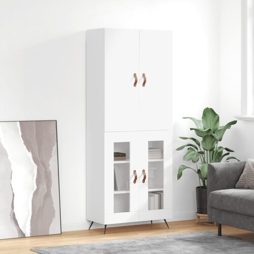 vidaXL Visoka omara bela 69,5x34x180 cm inženirski les Cene