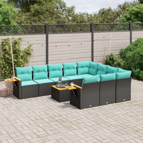  11-dijelni set vrtnih sofa od poliratana s jastucima crni Cijene