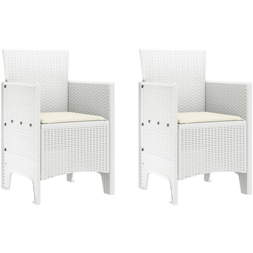 vidaXL set od 2 vrtne stolice s jastučićima bijeli poli ratan Cene