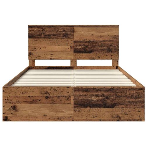  Okvir za krevet s uzglavljem Staro drvo 150 x 200 cm Slike