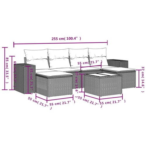 VidaXL 7-dijelni set vrtnih sofa sivi od poliratana Slike