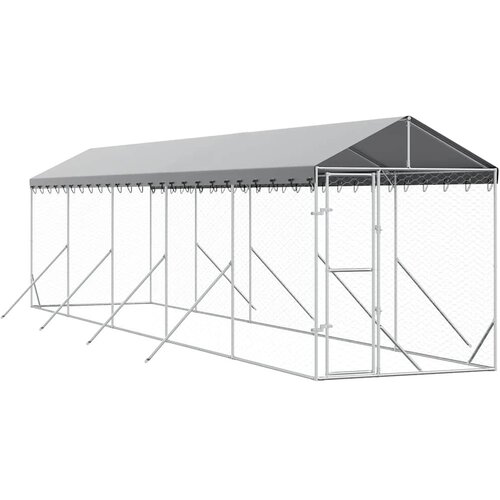  kavez za pse s krovom srebrni 2x10x2,5m pocinčani čelik Slike