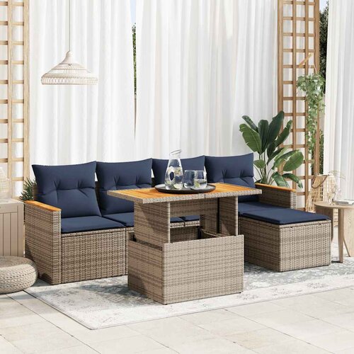 VidaXL 6-dijelni set vrtnih sofa od poliratana s jastucima sivi Slike