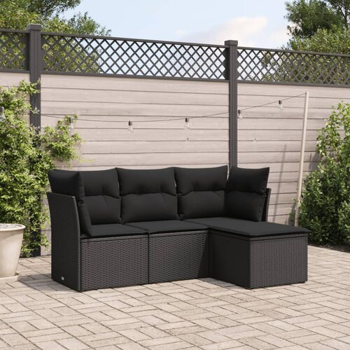 vidaXL 4-dijelni set vrtnih sofa od poliratana s jastucima crni Cijene