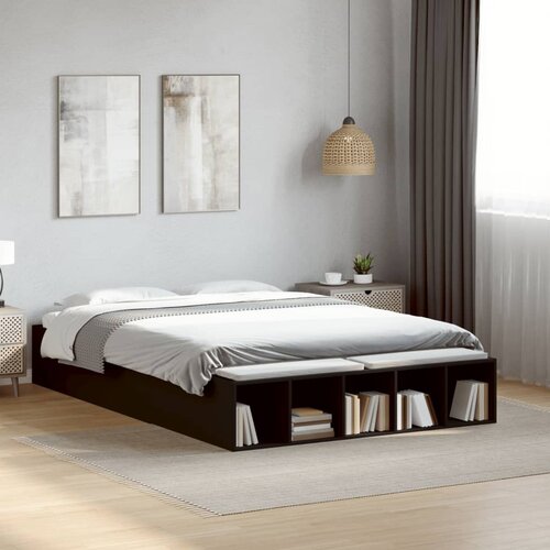 Furnova Posteljni okvir črn 135x190 cm inženirski les, (21935071) Slike