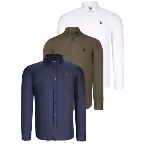 Dewberry TRIPLE SET G725 MENS SHIRT-NAVY BLUE-WHITE-GREEN Cijene
