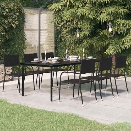  Vrtni blagovaonski stol crni 200 x 100 x 74 cm čelik i staklo Cijene