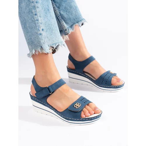 Shelvt Blue wedge sandals