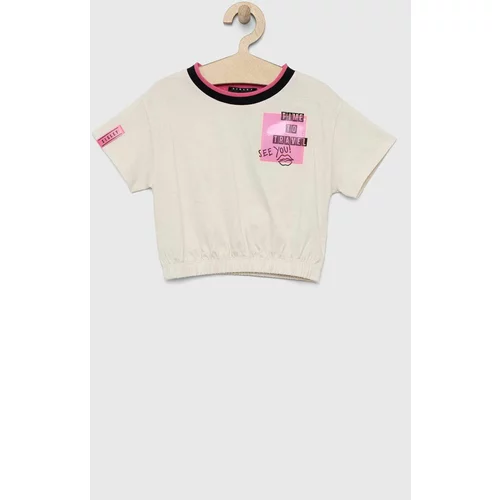 Sisley Dječja pamučna majica kratkih rukava boja: bež