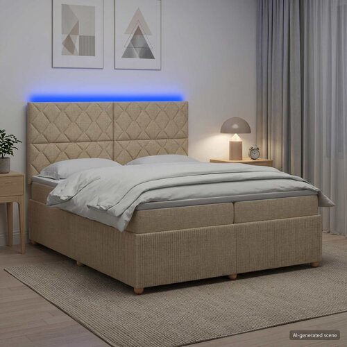  LED okvir za krevet s madracem Krem 200 x 200 cm Tkanina Cijene