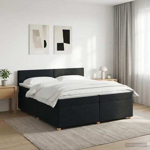  Boxspring krevet s madracem Crna 200 x 200 cm Tkanina - Crna 200 x 200 cm Pro&scaron;iveno gumbima Cijene