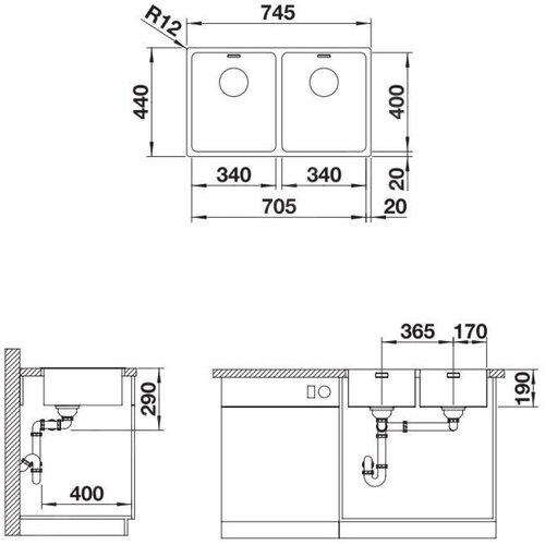 Blanco 522981 Andano 340/340-IF dvojno pomivalno korito iz nerjavnega jekla Cene