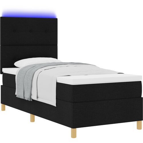 vidaXL Box Spring postelja z vzmetnico in LED črna 90x190 cm tkanina, (22067444) Cene