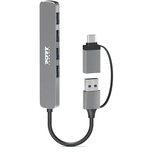 Port Designs HUB USB-C, USB-A vers 4 ports USB-A 3.0, 5Gbps, Slim Cene