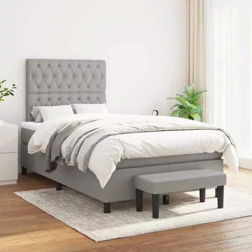  Box spring postelja z vzmetnico svetlo siva 120x200 cm blago, (20790168)