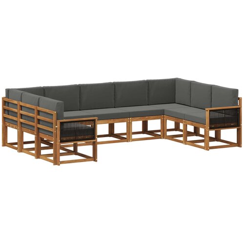 vidaXL Zunanja garnitura za sedenje 9 pcs Naravna in antracitna, (5000281155) Cene