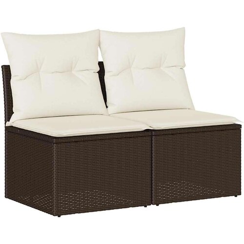 VidaXL 11-dijelni set vrtnih sofa poliratan i bagrem s jastucima smeđi Slike