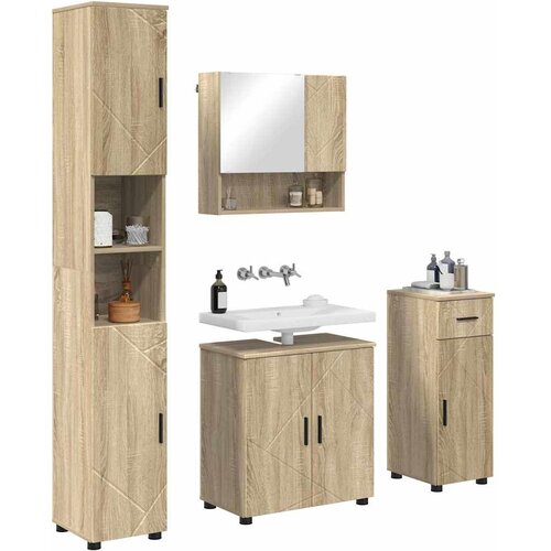  Set namje&amp;scaron;taja za kupaonicu 4 kom. Sonoma hrast 61 x 35 x 64 cm Slike