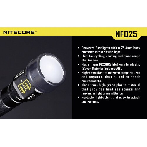 Nitecore NITNFD25 difuzor EC1, EC2, EA1, EA2, MT2C, P12, SRT3, SRT5 i svjetiljke &Oslash; 25 mm Cijene