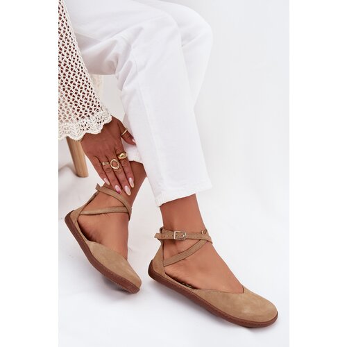 Zazoo Suede Ballet Flats Women Barefoot With Straps Slike
