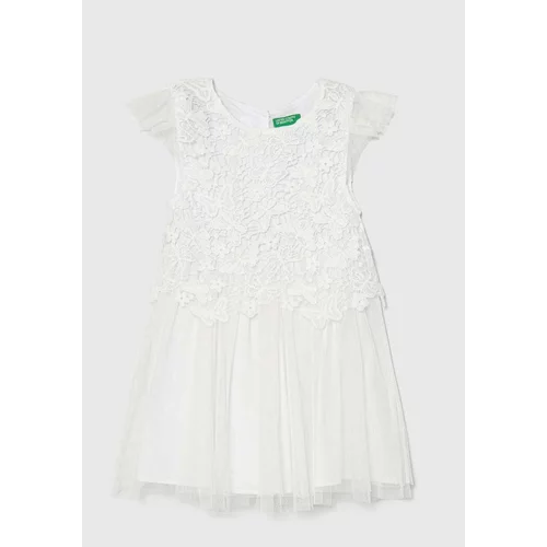 United Colors Of Benetton Otroška obleka bela barva
