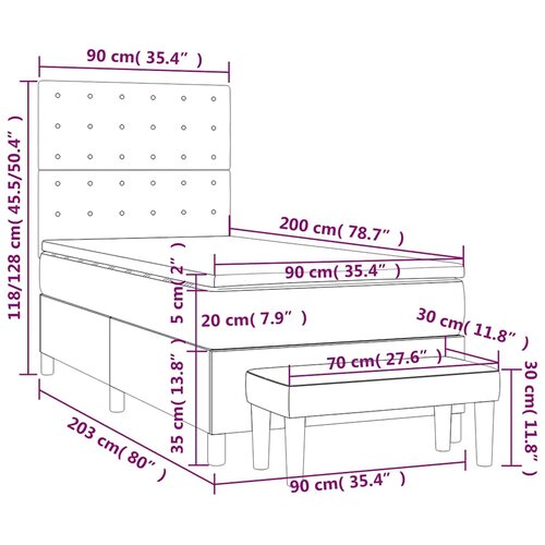 Box spring krevet s madracem tamnoplavi 90x200 cm bar&amp;scaron;unasti Slike