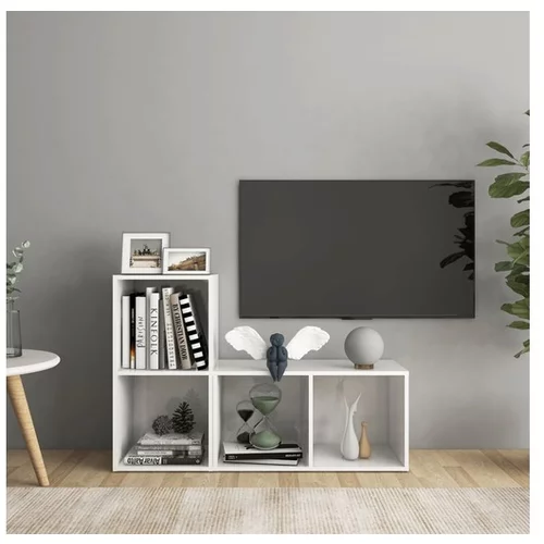  TV omarice 2 kosa visok sijaj bele 72x35x36,5 cm iverna plošča
