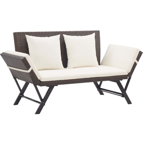 vidaXL Vrtna klop z blazinami rjava 176 cm poli ratan Cene