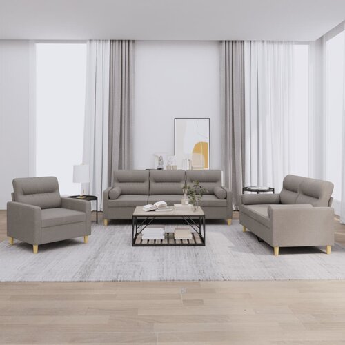  3-dijelni set sofa s jastucima smeđesivi od tkanine Cene
