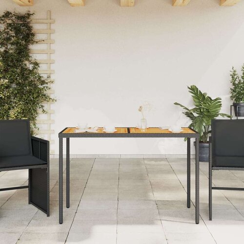 VidaXL vrtni stol s pločom od drva bagrema crni 115x54x74 cm poliratan Slike