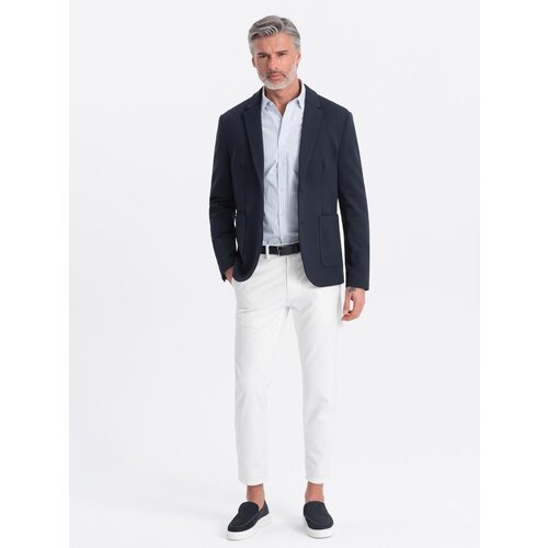 Ombre Men's jacket with patch pockets - navy blue Cene